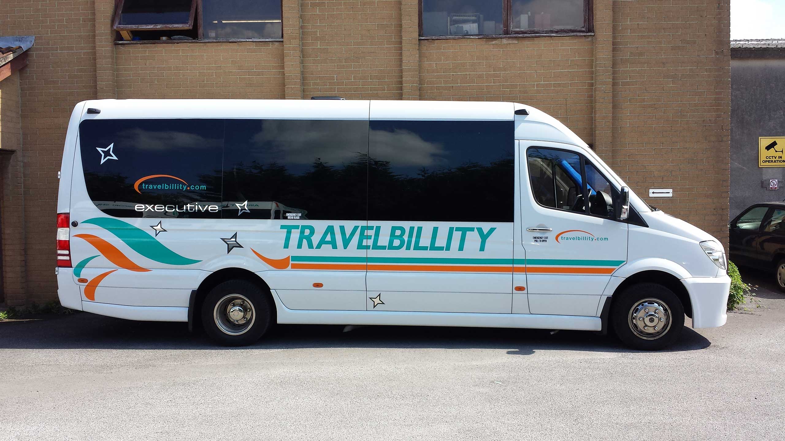 Executive Minibus with 'travelbillity' on the side